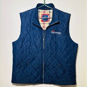 Brooks Brothers Vest Men Blue Diamond Quilted Full Zip Jacket Sz XL